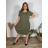 Šaty oversize letní krátký rukáv dámské nadrozměr (52/54/56 ONE SIZE) ITALSKÁ MÓDA IM425092/DUR khaki 52/54/56