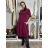 Šaty elegantní dlouhý rukáv dámské (M-2XL) ITALSKÁ MÓDA IMSE26001/DUR tm. modrá M