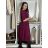 Šaty elegantní dlouhý rukáv dámské (M-2XL) ITALSKÁ MÓDA IMSE26001/DUR tm. modrá M