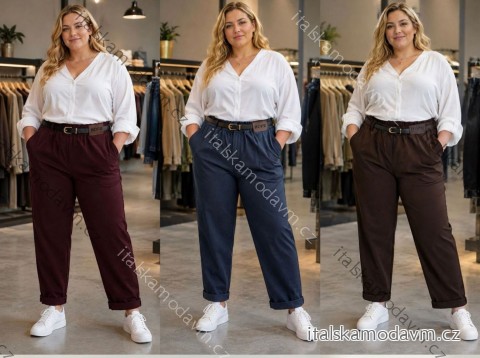 Kalhoty dlouhé s páskem dámské nadrozměr (42/44/46 ONE SIZE) ITALSKÁ MÓDA IM4260327