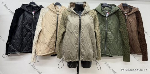 Bunda šusťáková s kapucí dlouhý rukáv dámská (44/46/48 ONE SIZE) ITALSKÁ MÓDA IM4260337