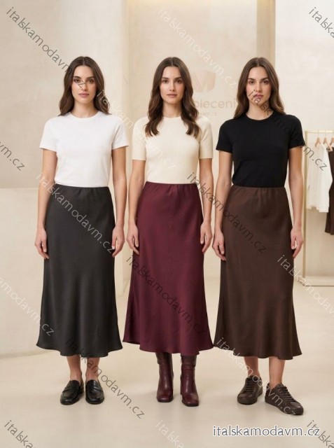 Sukně dlouhá saténová dámská (S/M/L ONE SIZE) ITALSKÁ MÓDA IM326035
