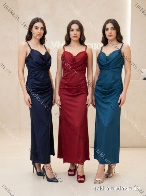 Šaty elegantní společenské dlouhé na ramínka dámské MONA (S/M ONE SIZE) ITALSKÁ MÓDA IM326034