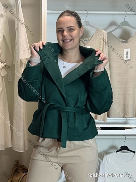 Kabátek oversize s páskem dlouhý rukáv dámský (M/L ONE SIZE) ITALSKÁ MÓDA IMD261002/DUR