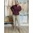 Kabátek oversize s páskem dlouhý rukáv dámský (M/L ONE SIZE) ITALSKÁ MÓDA IMD261002/DUR M/L vínová