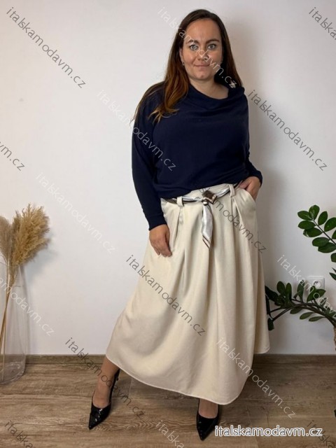 Sukně dlouhá s páskem dámská  (42/44/46 ONE SIZE) ITALSKÁ MÓDA IM4260244/DUR 42/44/46 béžová