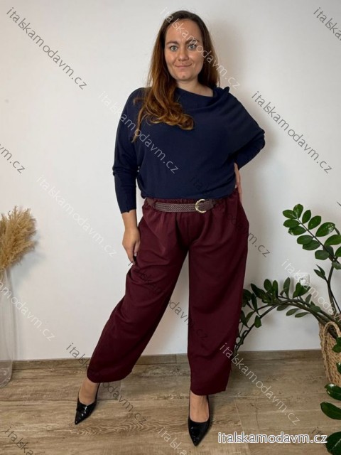 Kalhoty dlouhé s páskem dámské nadrozměr (44/46/48 ONE SIZE) ITALSKÁ MÓDA IM426265/DUR