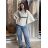 Kabát s páskem dlouhý rukáv dámský nadrozměr (S/M/L ONE SIZE) ITALSKÁ MÓDA IMD24359/DU béžová S/M/L