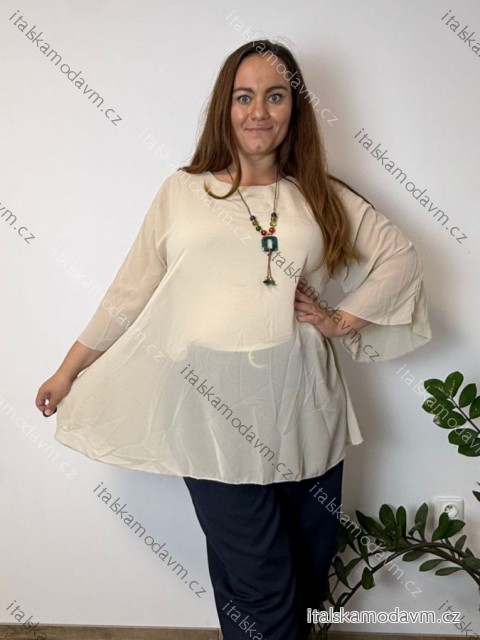 Halenka 3/4 dlouhý rukáv dámská nadrozměr (50/52/54 ONE SIZE) ITALSKÁ MÓDA IM426129/DUR