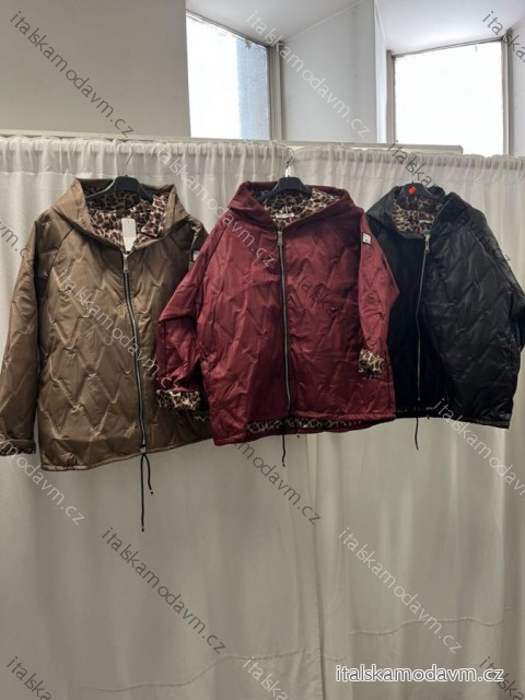 Bunda na zip s kapucí dlouhý rukáv dámská nadrozměr (46/48/50 ONE SIZE) ITALSKÁ MÓDA IMSM265680/DU