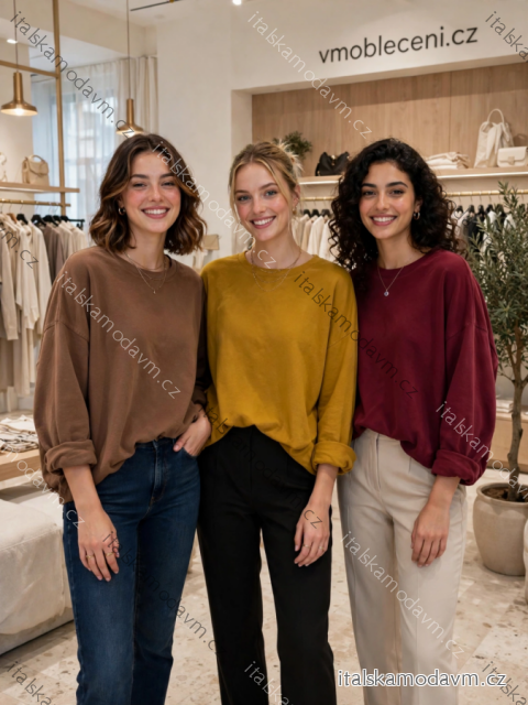 Mikina oversize dlouhý rukáv dámská (S/M/L ONE SIZE) ITALSKÁ MÓDA IMSM26723