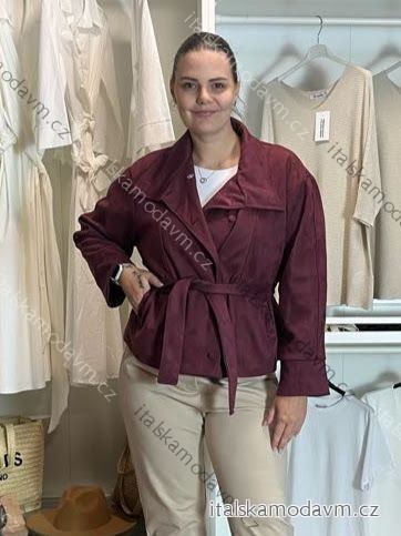 Kabátek oversize s páskem dlouhý rukáv dámský (M/L ONE SIZE) ITALSKÁ MÓDA IMD261002