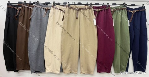 Kalhoty s páskem dámské nadrozměr (50/52/54 ONE SIZE) ITALSKÁ MÓDA IM426354