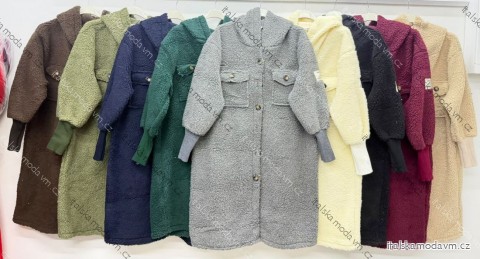 Kabát zimní dlouhý rukáv dámský nadrozměr (46/48/50 ONE SIZE) ITALSKÁ MÓDA IM426363