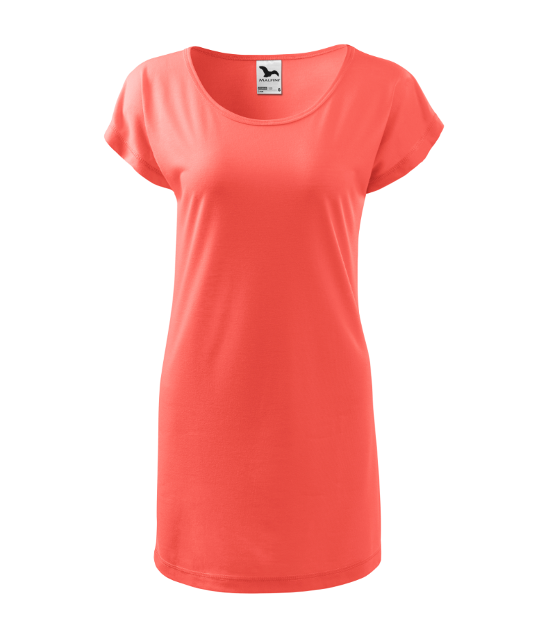Šaty krátky rukáv dámske nadrozmer LOVE (XS-2XL) ADR26123/DUR 5XL oranžová lososová