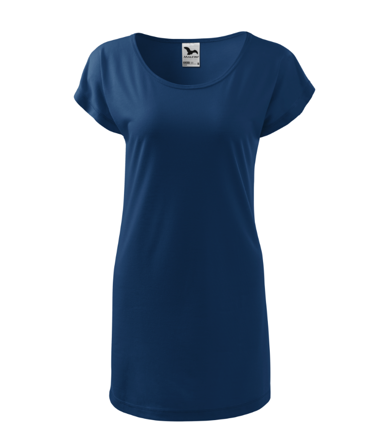 Šaty krátky rukáv dámske nadrozmer LOVE (XS-2XL) ADR26123/DUR S modrá kráľovská