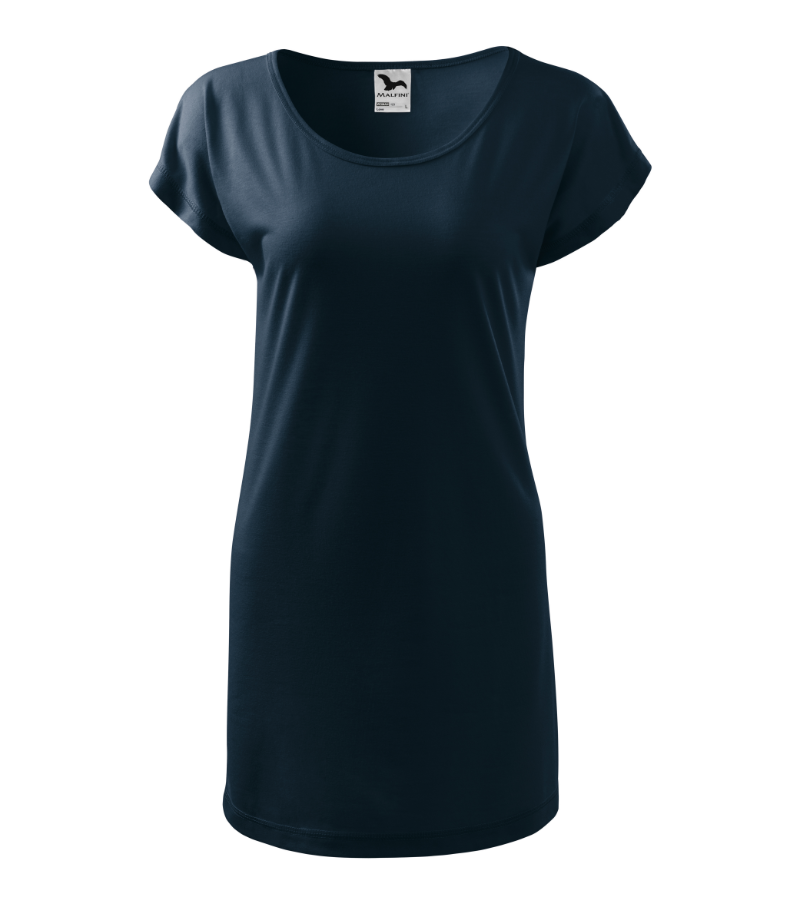 Šaty krátký rukáv dámské nadrozměr LOVE (XS-2XL) ADR26123/DUR S tmavě modrá