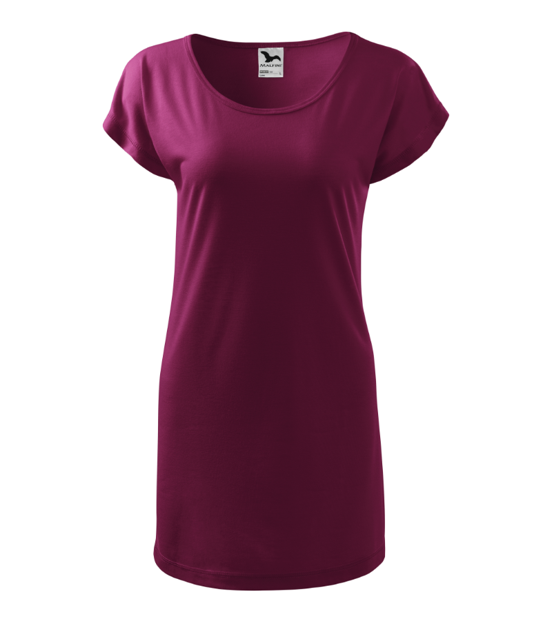 Šaty krátky rukáv dámske nadrozmer LOVE (XS-2XL) ADR26123/DUR S vínová
