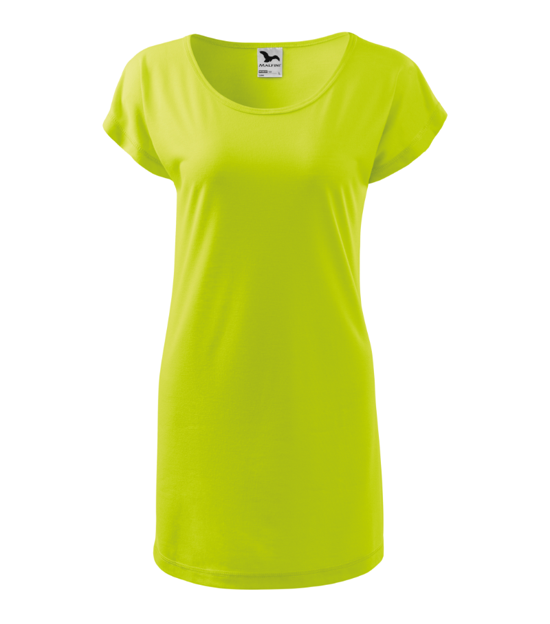 Šaty krátký rukáv dámské nadrozměr LOVE (XS-2XL) ADR26123/DUR S zelená neon