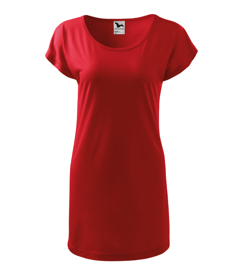 Šaty krátký rukáv dámské nadrozměr LOVE (XS-2XL) ADR26123/DUR S červená