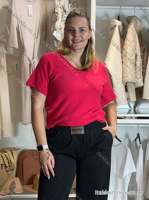 Svetr úpletový krátký rukáv dámský (S/M/L ONE SIZE) ITALSKÁ MÓDA IMD262002