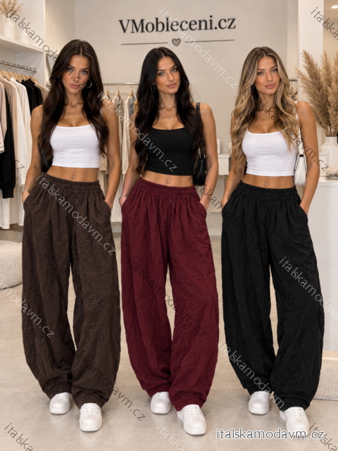 Nohavice manžestrové dlhé dámske (38/40/42 ONE SIZE) TALIANSKA MÓDA IMSM2610357/DUR  čierna