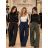 Kalhoty elegantní dlouhé s páskem dámské (S/M/L ONE SIZE) ITALSKÁ MÓDA IMHMM23460/DUR S/M/L Černá