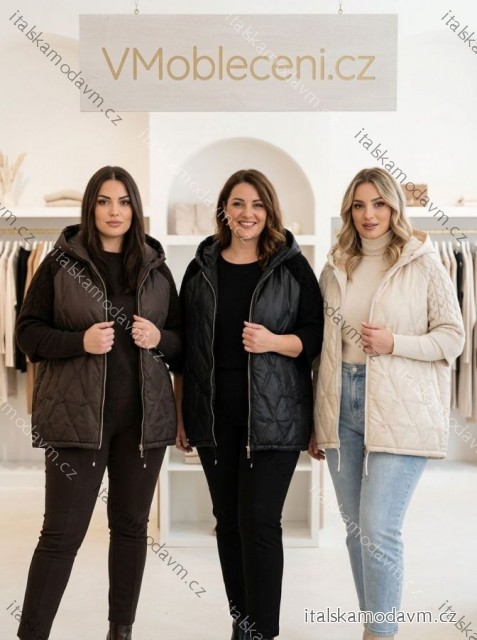 Bunda slabá krátký rukáv dámská nadrozměr (50/52/54 ONE SIZE) ITALSKÁ MÓDA IM426350/DUR