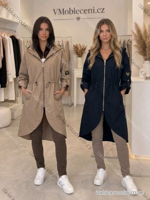 Kabát na zip na stáhnutí dlouhý dámský (S/M/L) ITALSKÁ MÓDA IMD262603/DUR S/M/L tmavě modrá