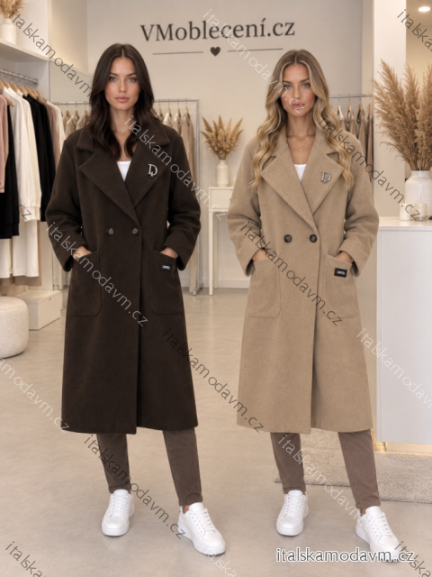 Kabát na knoflík dlouhý rukáv dámský (S/M/L ONE SIZE) ITALSKÁ MÓDA IMWTM26012/DUR