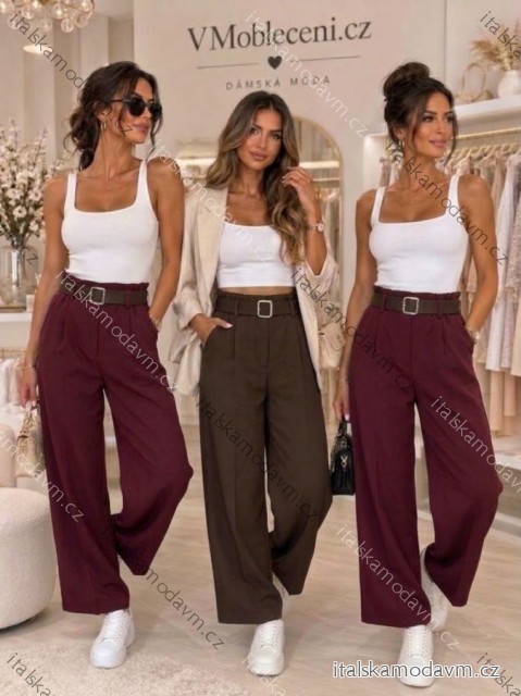 Kalhoty elegantní s páskem dlouhé dámské (S-XL) IMPOZ2626098/DUR