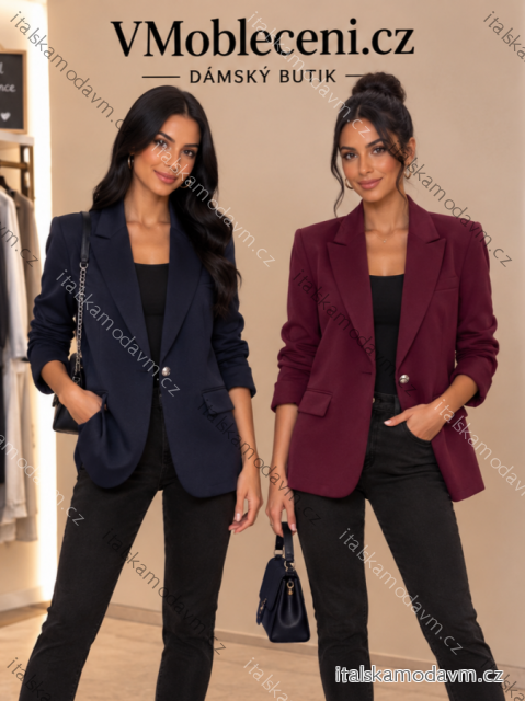 Sako elegantní dlouhý rukáv dámské (S/M/LONE SIZE) ITALSKá MóDA IM326021/DUR