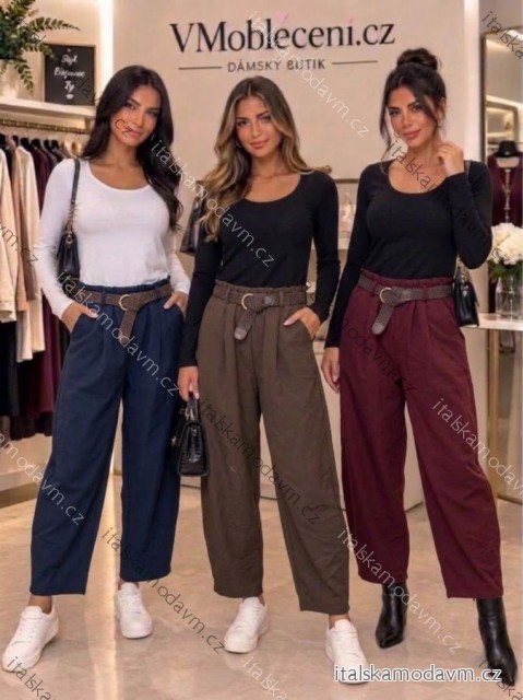 Nohavice elegantné s opaskom dámske (S/M/L ONE SIZE) TALIANSKA MÓDA IM426392