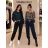 Kalhoty dlouhé s páskem dámské (S/M/L ONE SIZE) ITALSKÁ MÓDA IM4263001/DUR S/M/L čierna