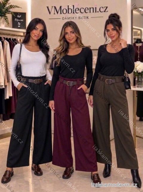 Kalhoty dlouhé s páskem dámské (S/M/L ONE SIZE) ITALSKÁ MÓDA IM426267/DUR S/M/L Černá